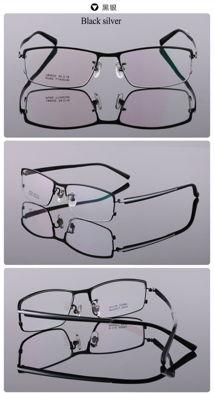 Bclear Men's Full Rim Titanium Eyeglasses Square Lb6630 Full Rim Bclear