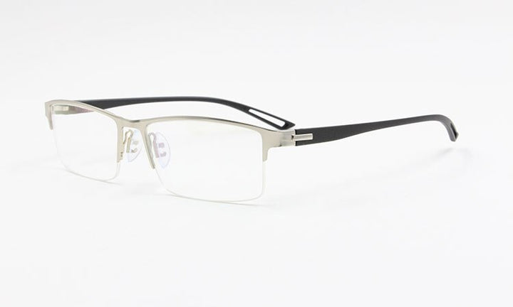 Men's Semi Rim Square Eyeglasses Titanium Alloy  9029 Semi Rim Bclear