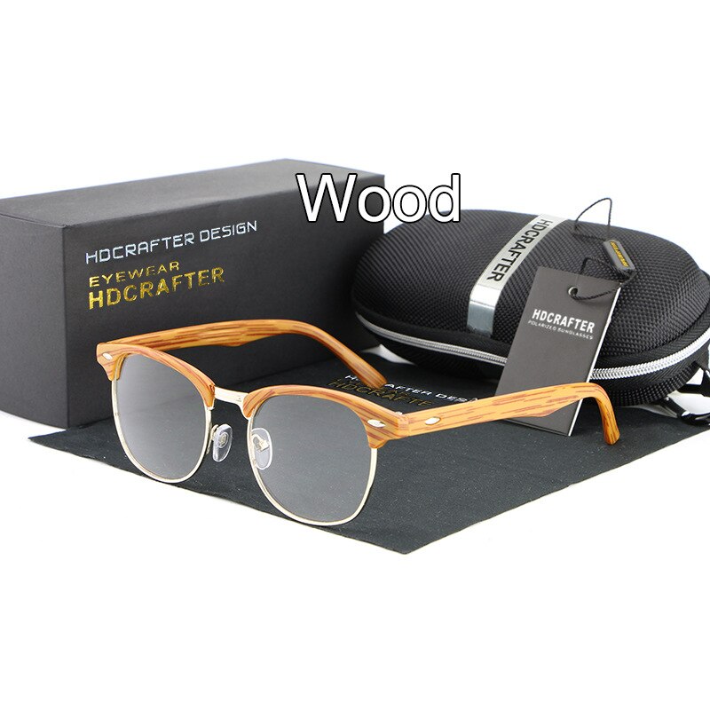Hdcrafter Unisex Full Rim Round Acetate Frame Eyeglasses L8056 Full Rim Hdcrafter Eyeglasses Wooden