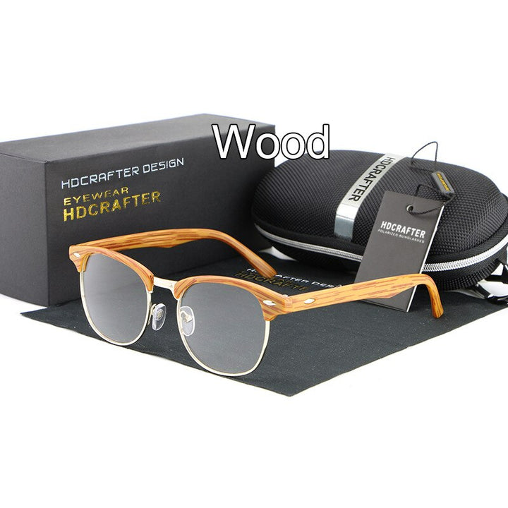 Hdcrafter Unisex Full Rim Round Acetate Frame Eyeglasses L8056 Full Rim Hdcrafter Eyeglasses Wooden