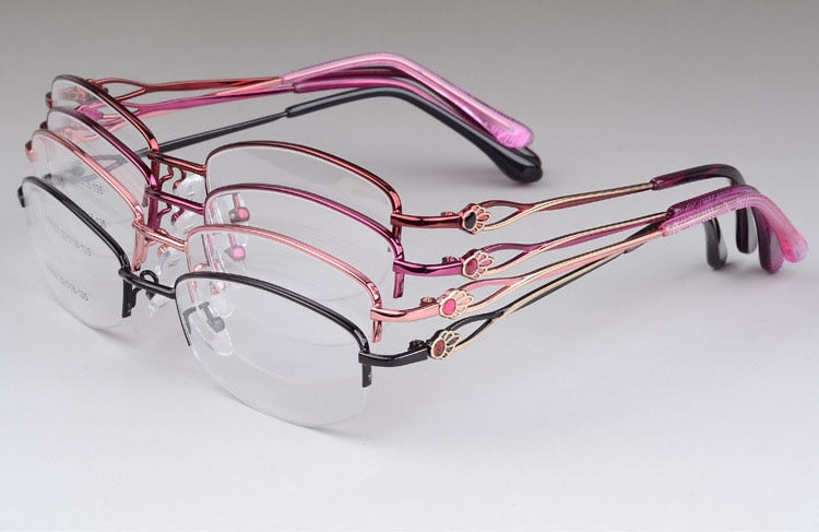 Women's Alloy Semi Rim Frame Eyeglasses  F6052 Semi Rim Bclear
