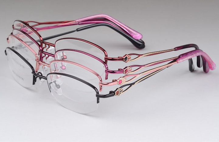Women's Alloy Semi Rim Frame Eyeglasses  F6052 Semi Rim Bclear