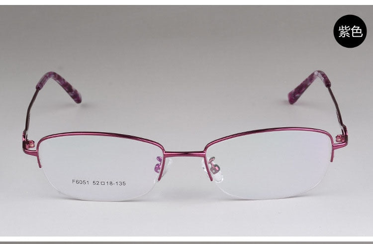 Women's Half Rim Alloy Frame Eyeglasses F6051 Semi Rim Bclear