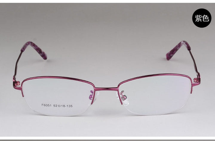 Women's Half Rim Alloy Frame Eyeglasses F6051 Semi Rim Bclear