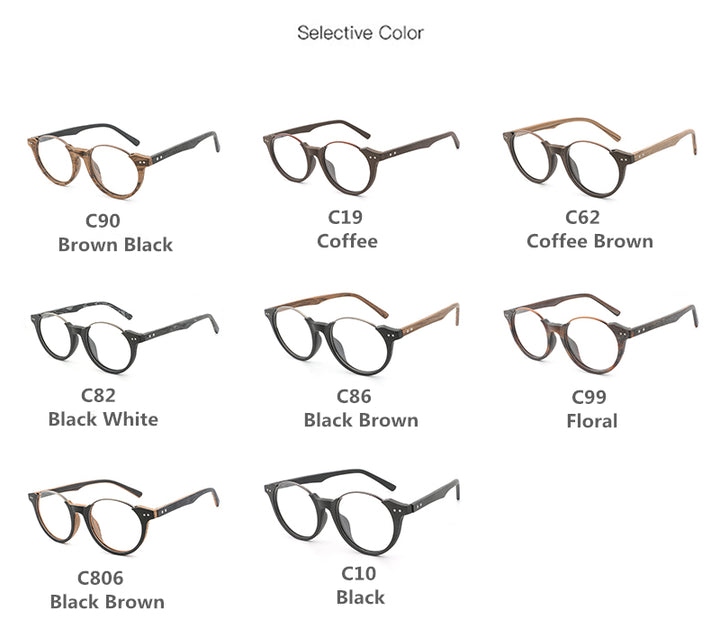 Hdcrafter Unisex Full Rim Square Wood Metal Frame Eyeglasses Ft5359 Full Rim Hdcrafter Eyeglasses