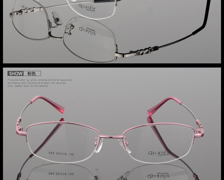 Women's Alloy Frame Half Rim Eyeglasses 886 Semi Rim Bclear