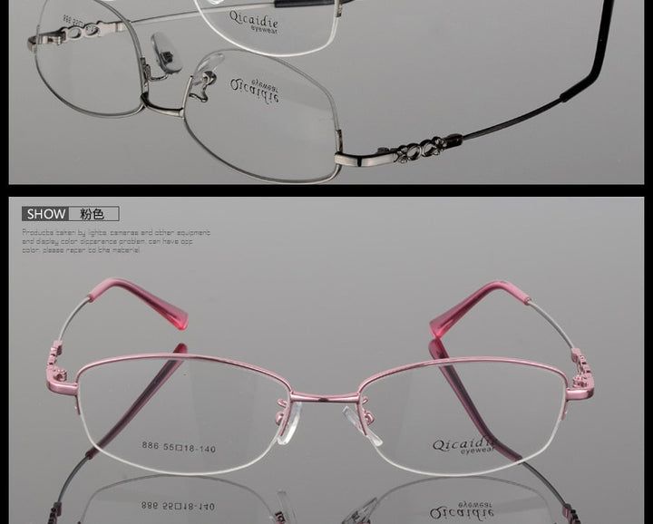 Women's Alloy Frame Half Rim Eyeglasses 886 Semi Rim Bclear