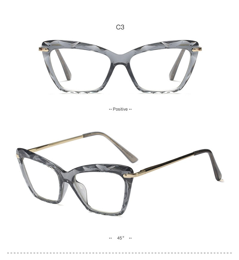 Hotony Women's Full Rim Cat Eye Acetate Frame Eyeglasses 97533 Full Rim Hotony