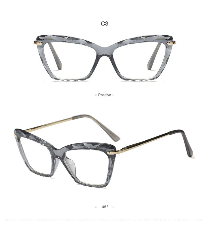 Hotony Women's Full Rim Cat Eye Acetate Frame Eyeglasses 97533 Full Rim Hotony