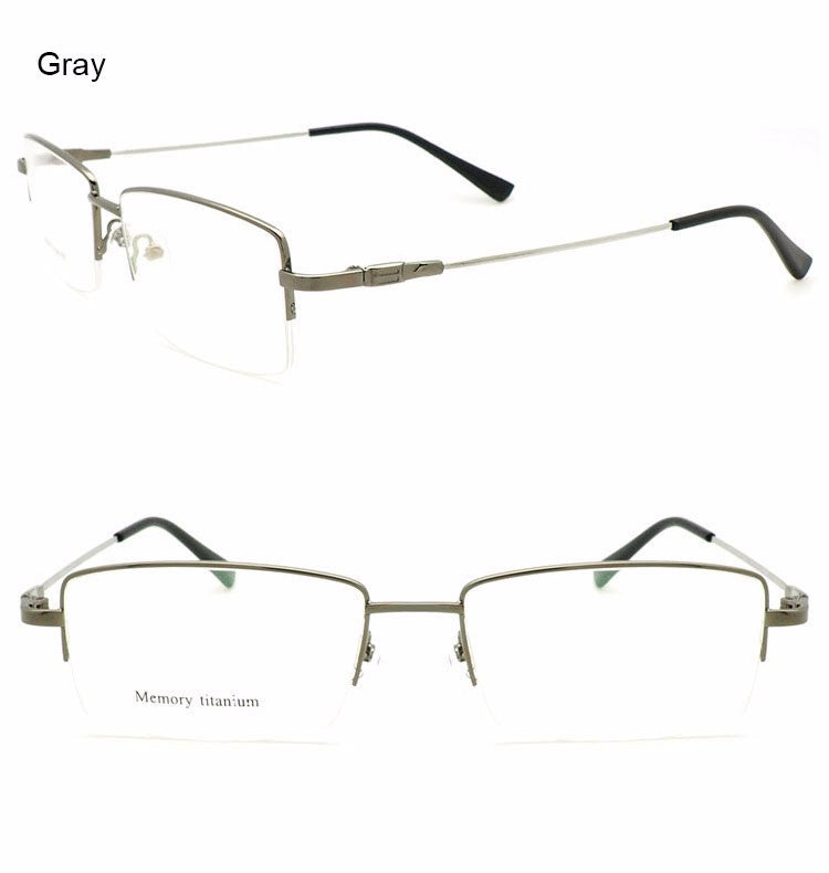 Reven Jate Men's Semi Rim Square Titanium Alloy Eyeglasses Semi Rim Reven Jate