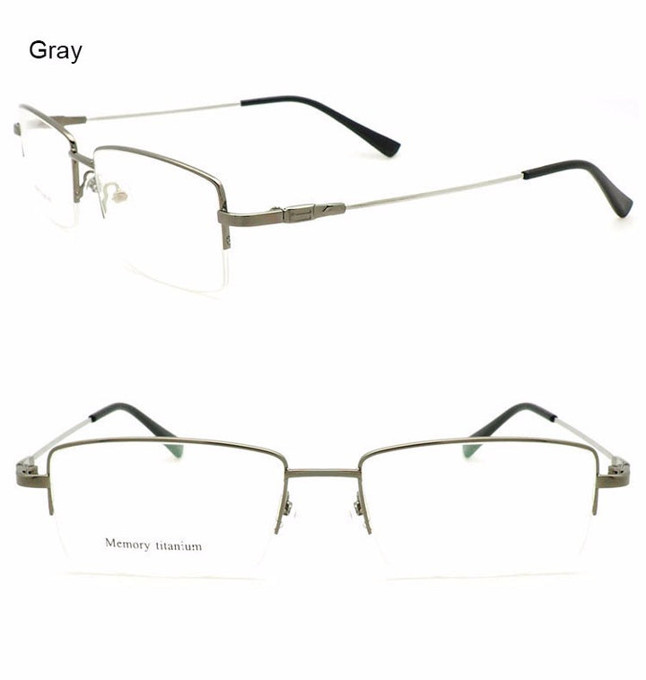 Reven Jate Men's Semi Rim Square Titanium Alloy Eyeglasses Semi Rim Reven Jate