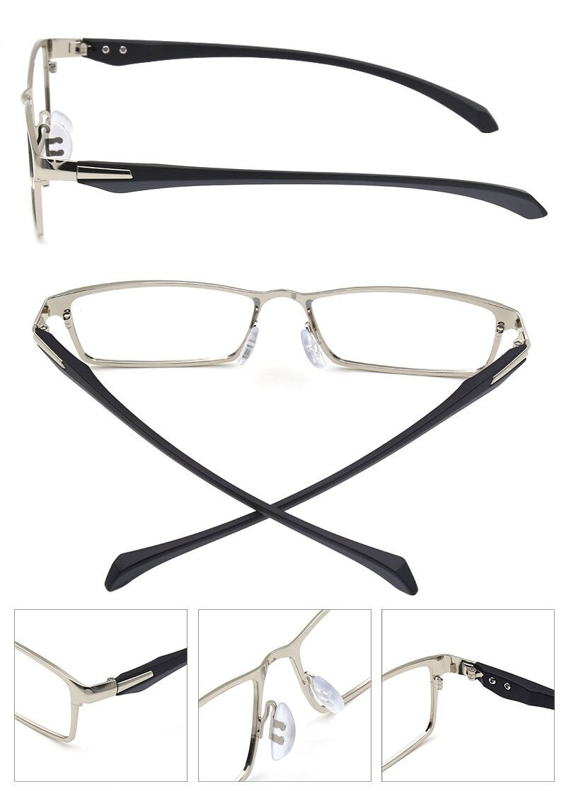Hotochki Men's Full Rim IP Electronic Plated Alloy Metal Frame Eyeglasses Full Rim Hotochki