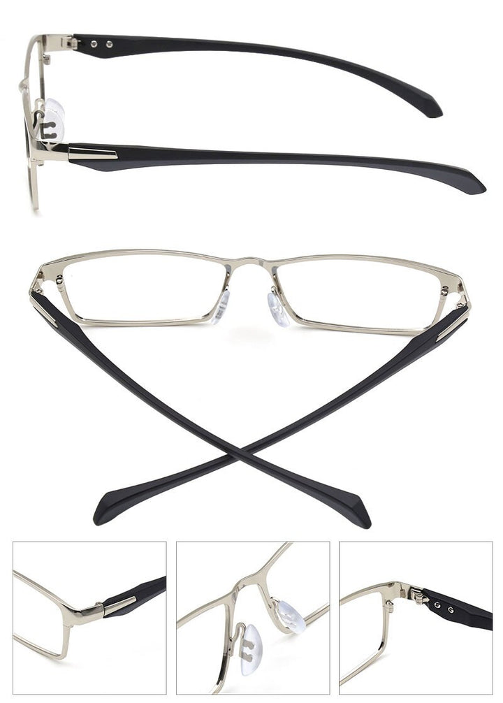 Hotochki Men's Full Rim IP Electronic Plated Alloy Metal Frame Eyeglasses Full Rim Hotochki