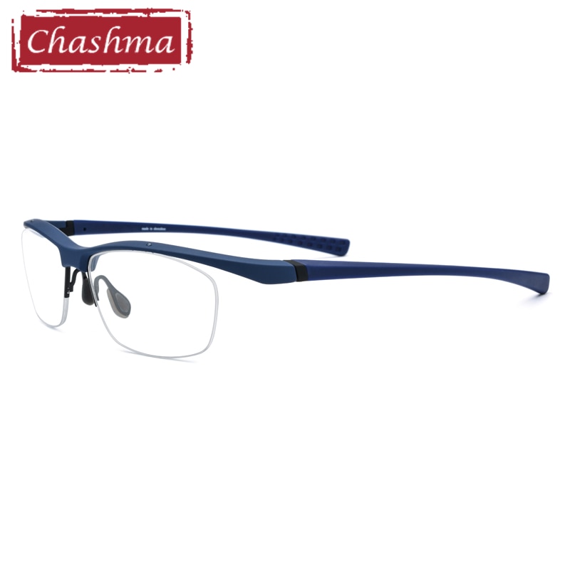 Chashma Men's Semi Rim Square Tr 90 Titanium Sport Eyeglasses 7027 Semi Rim Chashma