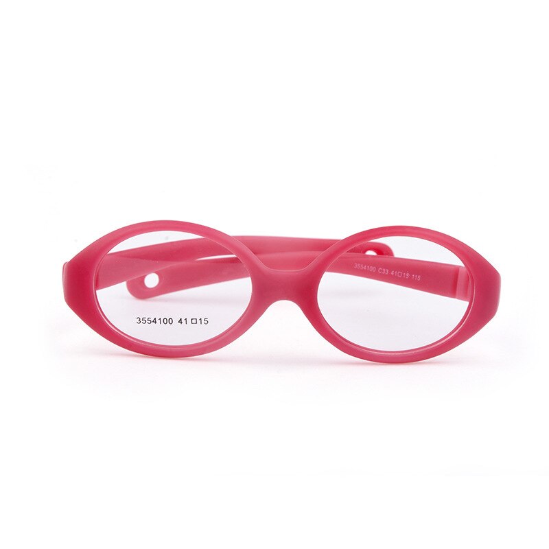 Unisex Children's Oval Titanium Plastic Framed Eyeglasses Frame Brightzone C33 rose red  