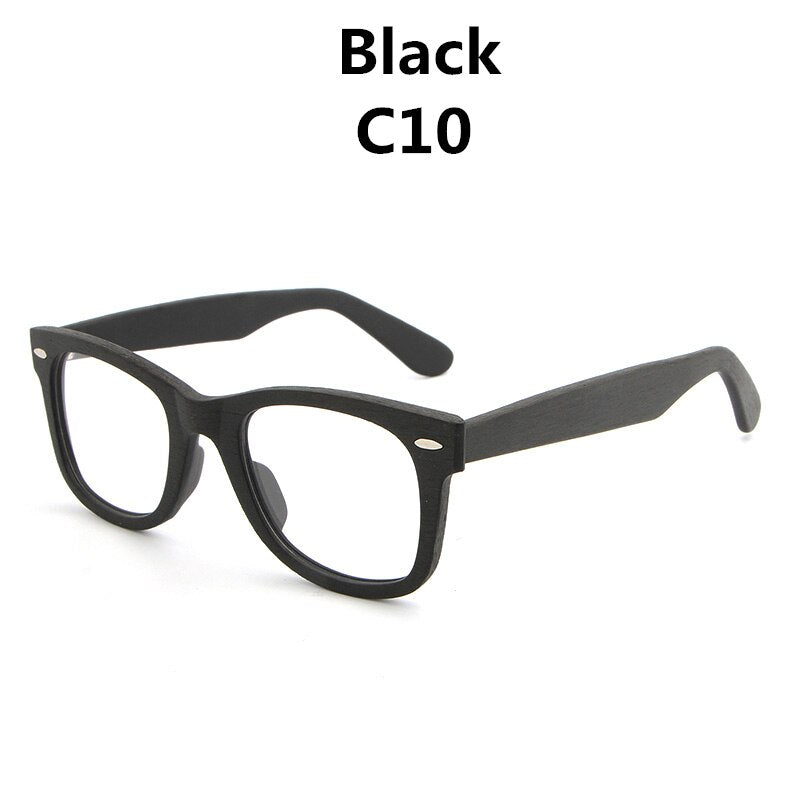 Hdcrafter Unisex Full Rim Square Round Wood Frame Eyeglasses Lhb031 Full Rim Hdcrafter Eyeglasses BlackC10