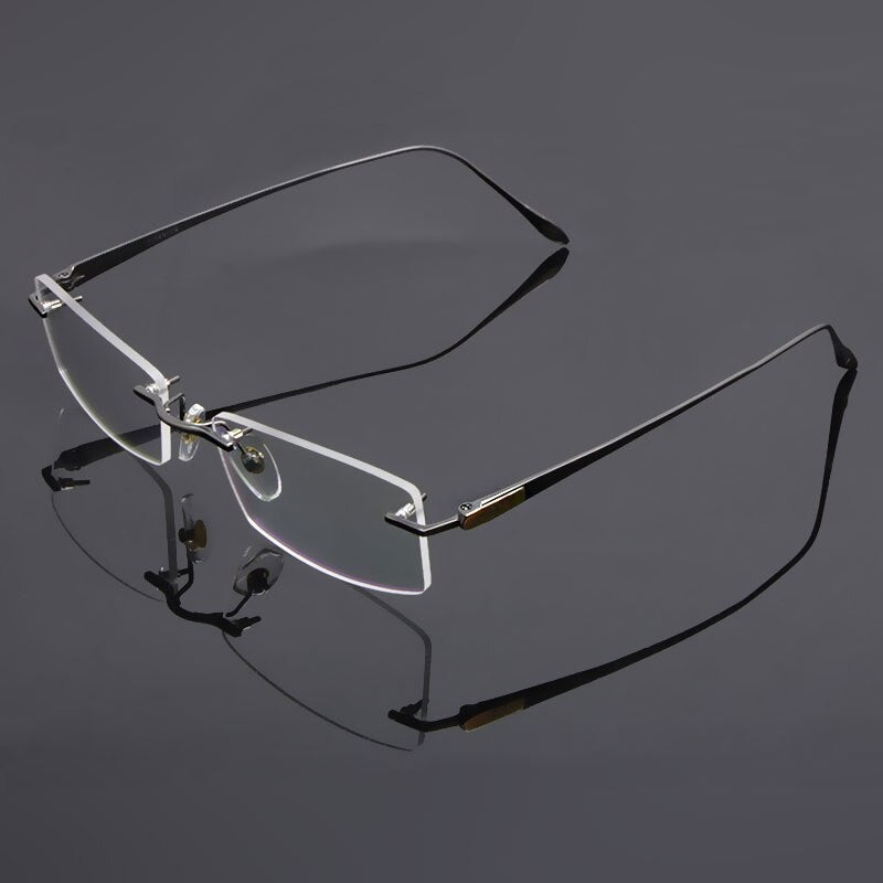 Reven Jate Unisex Rimless Square Titanium Eyeglasses 8047 Rimless Reven Jate