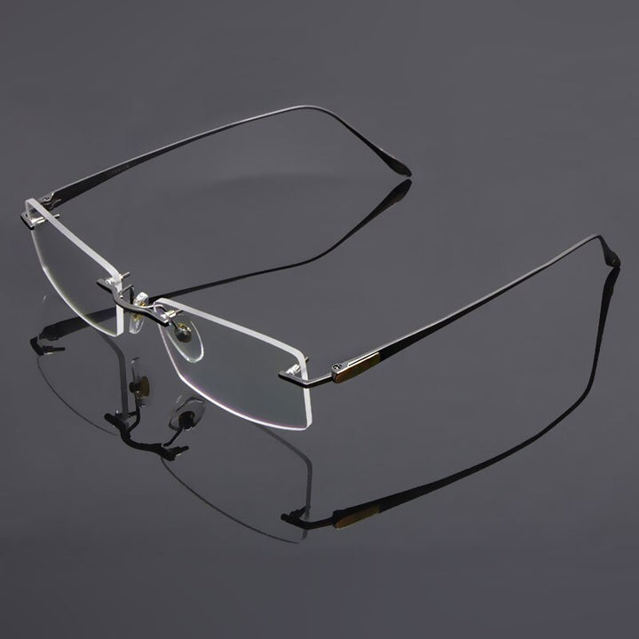 Reven Jate Unisex Rimless Square Titanium Eyeglasses 8047 Rimless Reven Jate