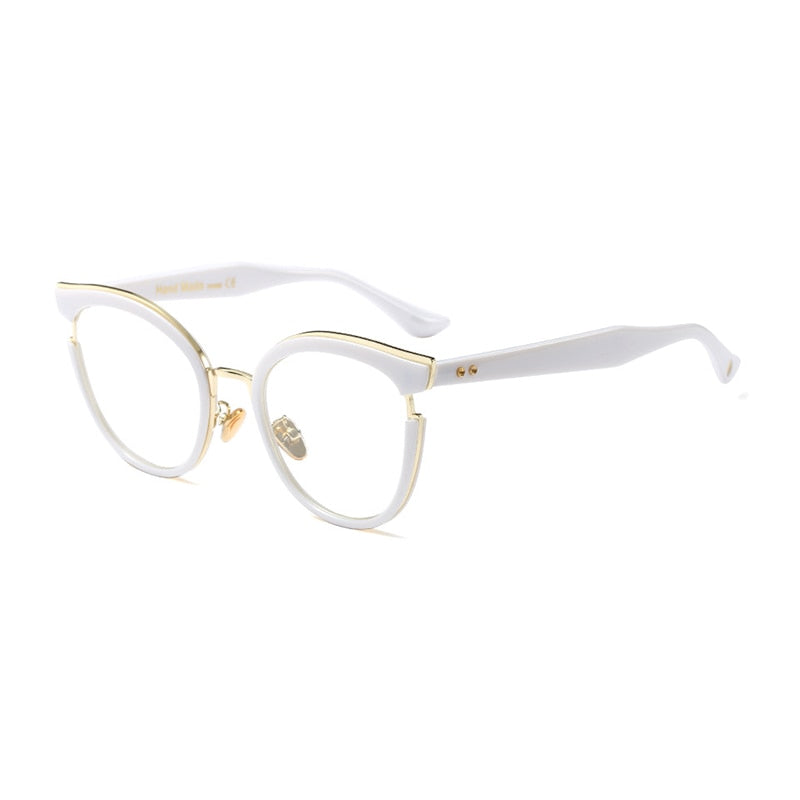 Hotony Women's Full Rim Round Cat Eye Acetate Frame Eyeglasses 97551 Full Rim Hotony Black Green