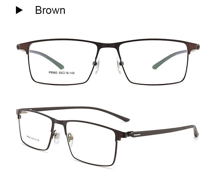 Hotochki Men's IP Electroplated Alloy Full/Semi Rim Frame Eyeglasses P9960 Semi Rim Hotochki