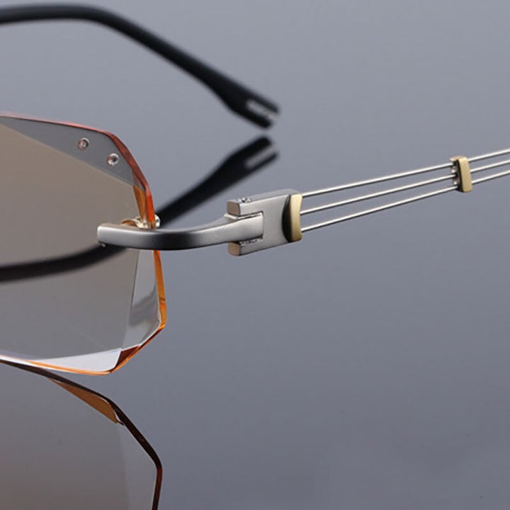 Reven Jate 58128 Pure Titanium Rimless Diamond Cutting Man Glasses Frame Eyeglasses (Silver) Rimless Reven Jate