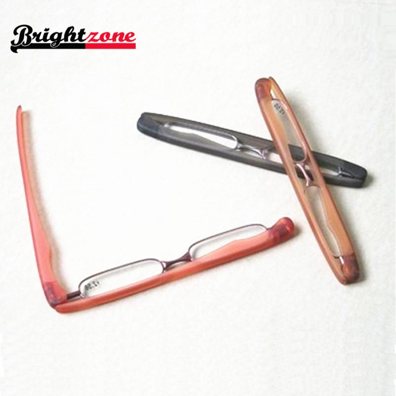 Brightzone Unisex Full Rim Alloy Acetate Folding Reading Glasses 360e Reading Glasses Brightzone