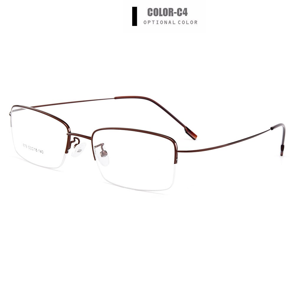 Gmei Men's Eyeglasses Semi Rim Memory Titanium Alloy Y879 Semi Rim Gmei Optical C4-Brown