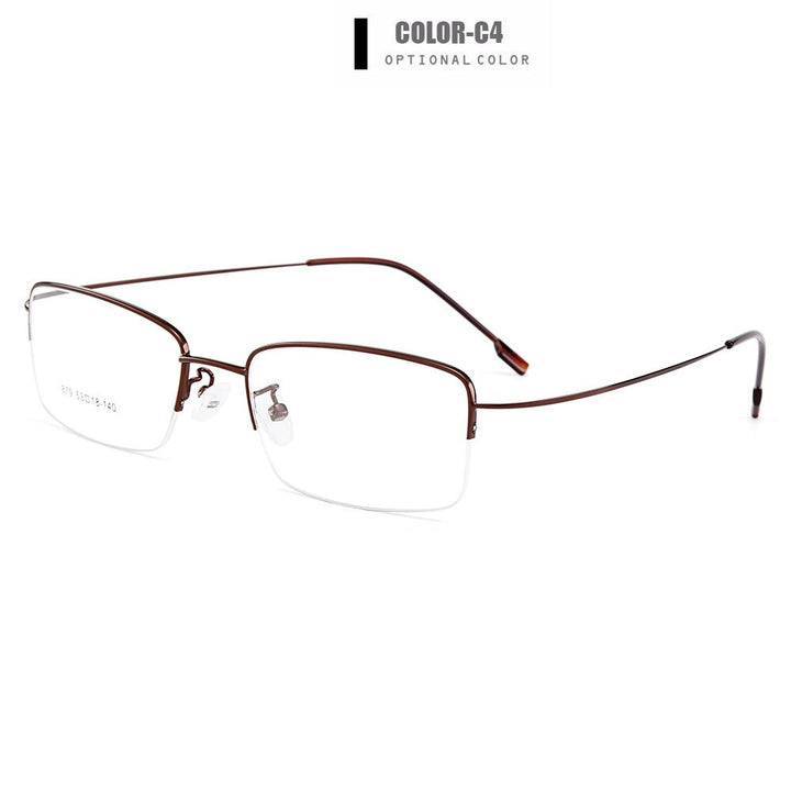 Gmei Men's Eyeglasses Semi Rim Memory Titanium Alloy Y879 Semi Rim Gmei Optical C4-Brown
