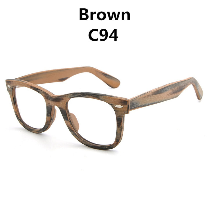 Hdcrafter Unisex Full Rim Square Round Wood Frame Eyeglasses Lhb031 Full Rim Hdcrafter Eyeglasses BrownC94