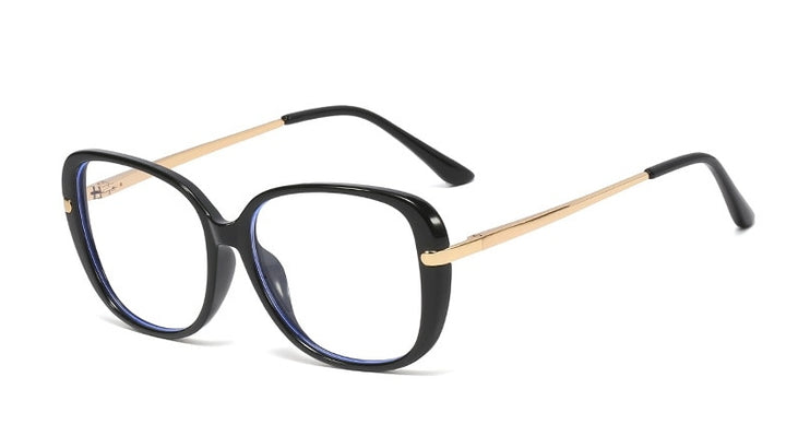 CCspace Unisex Full Rim Cat Eye Tr 90 Titanium Frame Eyeglasses 45836 Full Rim CCspace C2 black