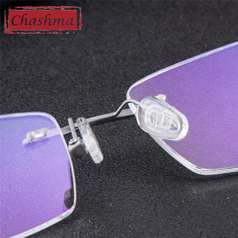 Chashma Men's Rimless Rectangle Titanium Eyeglasses 9202 Rimless Chashma