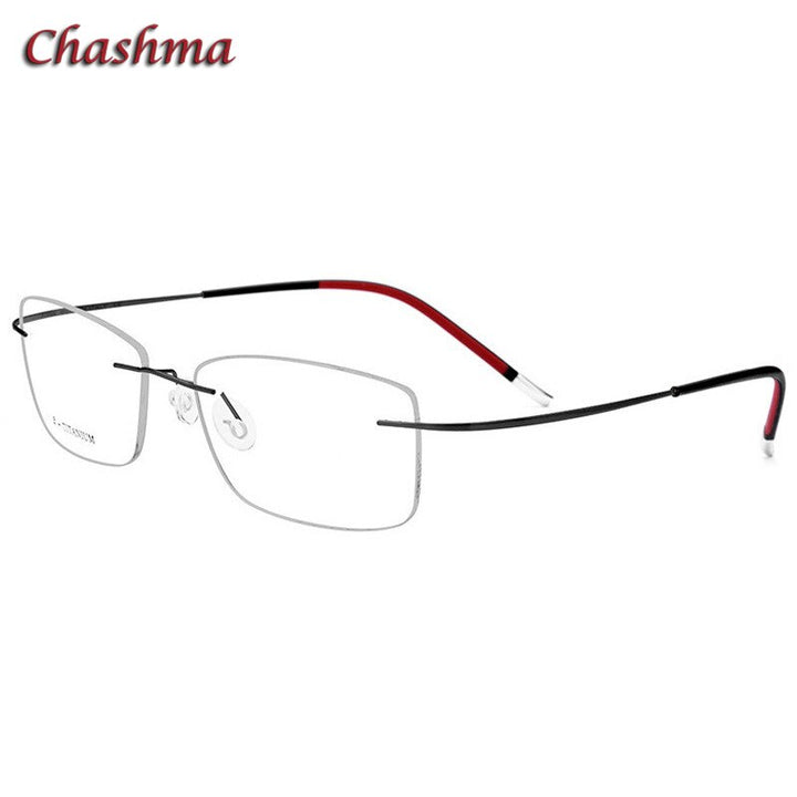 Chashma Ochki Unisex Rimless Square Titanium Eyeglasses 9609 Rimless Chashma Ochki