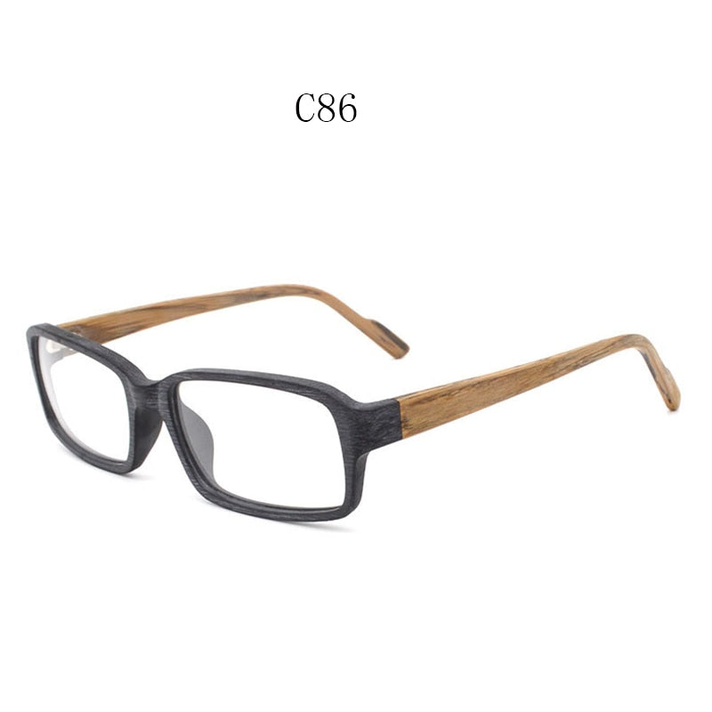 Hdcrafter Unisex Full Rim Eyeglasses Wood Rectangular Ta25596 Full Rim Hdcrafter Eyeglasses Black Brown C86