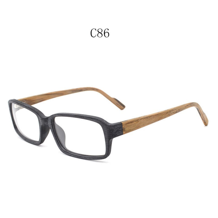 Hdcrafter Unisex Full Rim Eyeglasses Wood Rectangular Ta25596 Full Rim Hdcrafter Eyeglasses Black Brown C86