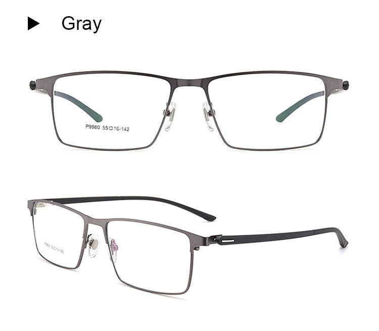 Hotochki Men's IP Electroplated Alloy Full/Semi Rim Frame Eyeglasses P9960 Semi Rim Hotochki