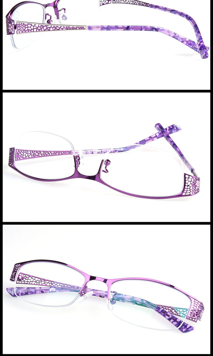 Bclear Women's Alloy Semi Rim Eyeglasses Photochromic P99001 Semi Rim Bclear