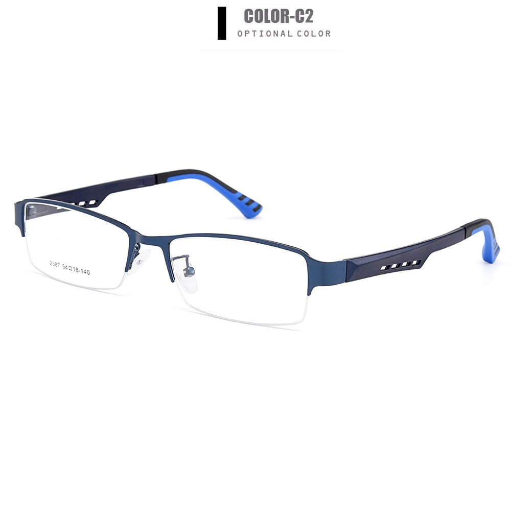 Gmei Men's Semi Rim Square Tr 90 Titanium Alloy Eyeglasses Y2387 Semi Rim Gmei Optical C2