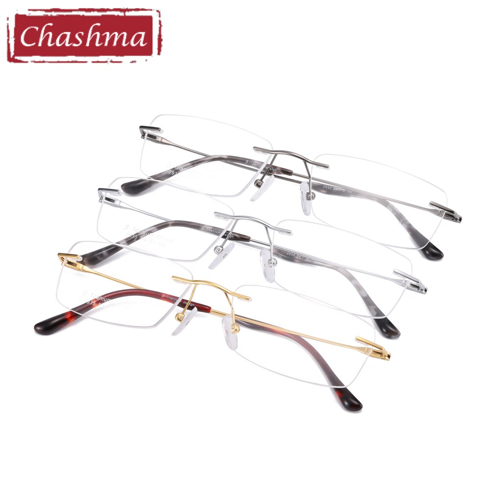 Chashma Ottica Unisex Rimless Square Titanium Eyeglasses 2935 Rimless Chashma Ottica