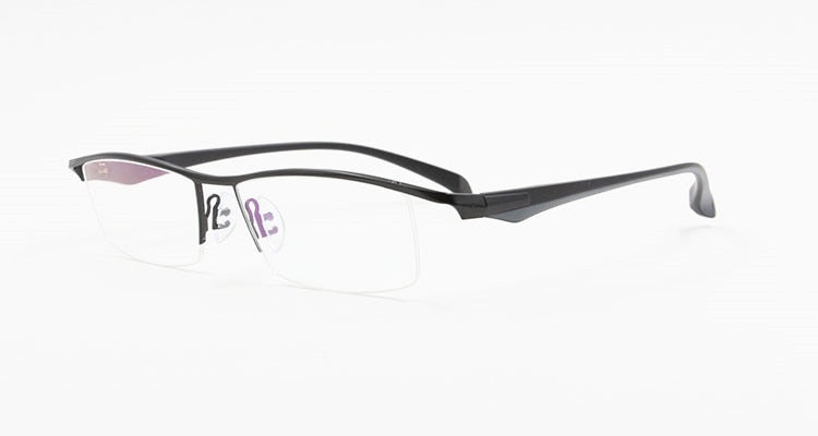 Bclear Men's Eyeglasses Semi Rim Square Titanium Alloy Semi Rim Bclear Black