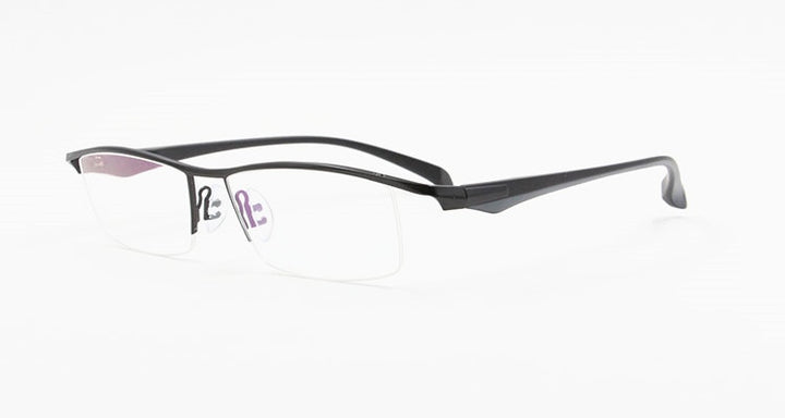Bclear Men's Eyeglasses Semi Rim Square Titanium Alloy Semi Rim Bclear Black