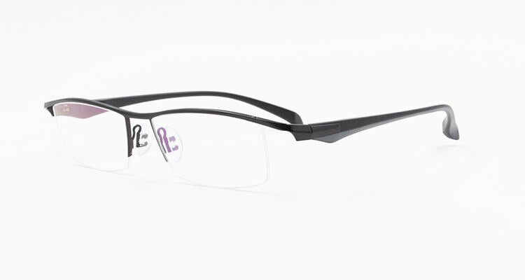 Men's Titanium Alloy Eyeglasses Half Rim Frame P8011 Semi Rim Bclear black