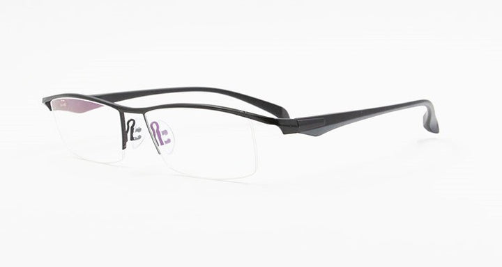 Men's Titanium Alloy Eyeglasses Half Rim Frame P8011 Semi Rim Bclear black