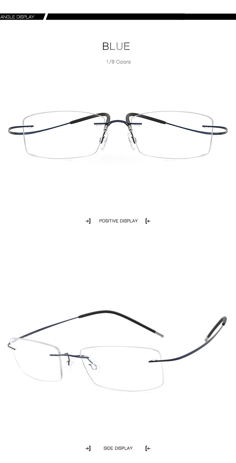 Hdcrafter Rimless Rectangle Titanium Frame Eyeglasses Unisex Rimless Hdcrafter Eyeglasses