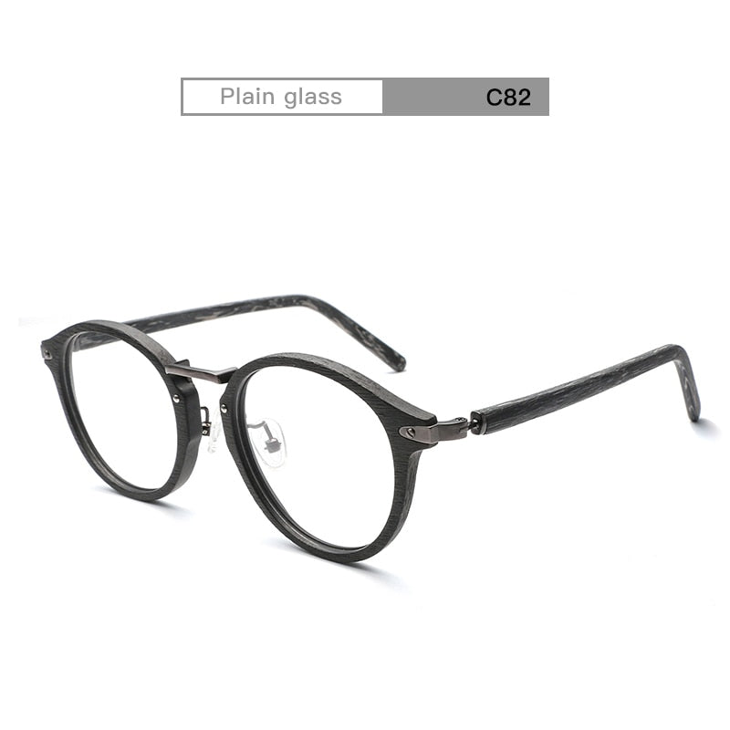 Hdcrafter Unisex Full Rim Round Acetate Eyeglasses Acetate Round Wood Grain Bc06 Full Rim Hdcrafter Eyeglasses Gray c82