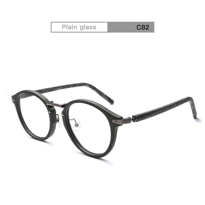 Hdcrafter Unisex Full Rim Round Acetate Eyeglasses Acetate Round Wood Grain Bc06 Full Rim Hdcrafter Eyeglasses Gray c82