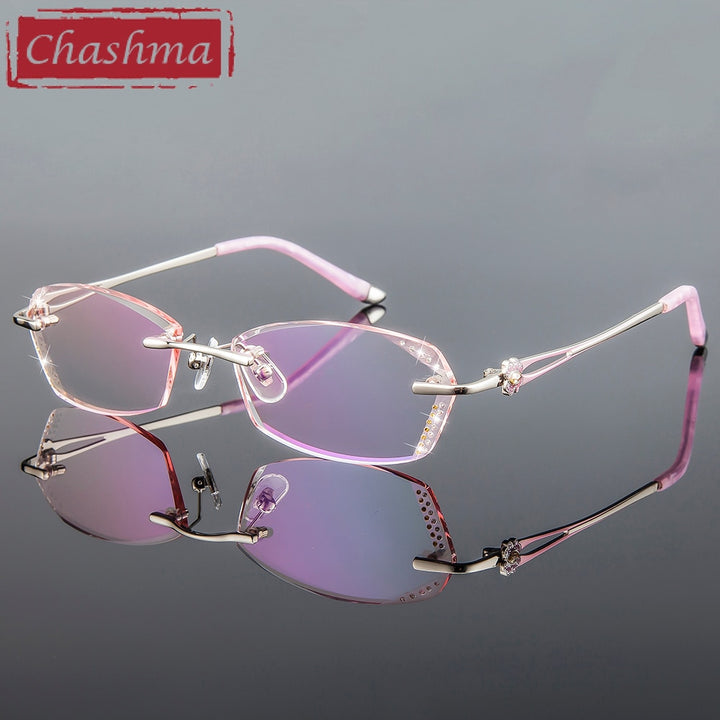 Chashma Women's Rimless Square Titanium Eyeglasses R856 Rimless Chashma