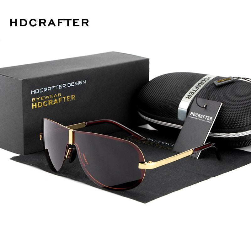 Hdcrafter Men's Full Rim Rectangle Oval Alloy Frame Polarized Sunglasses Sunglasses HdCrafter Sunglasses