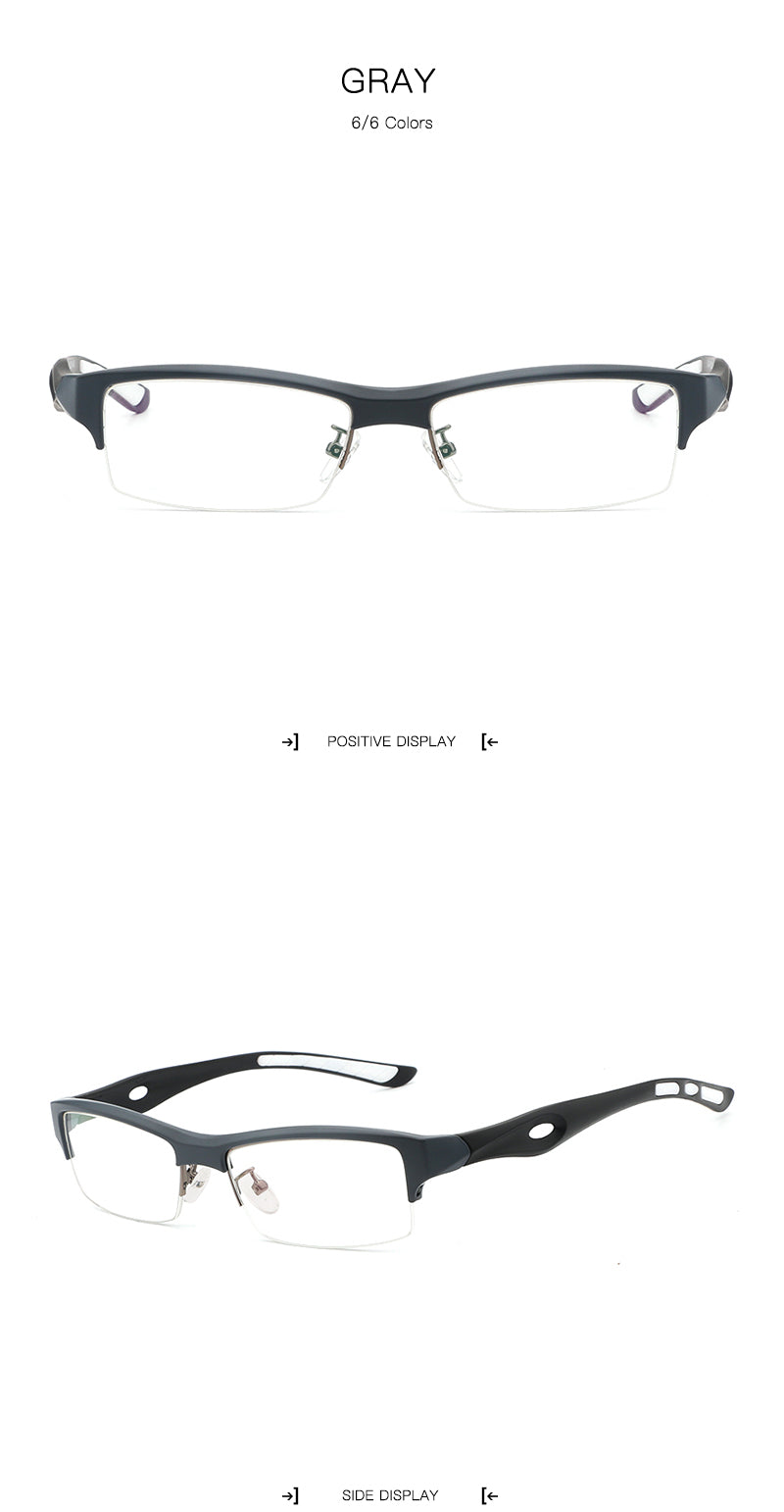 Hdcrafter Men's TR 90 Rectangle Semi Rim Frame Eyeglasses L1077 Semi Rim Hdcrafter Eyeglasses