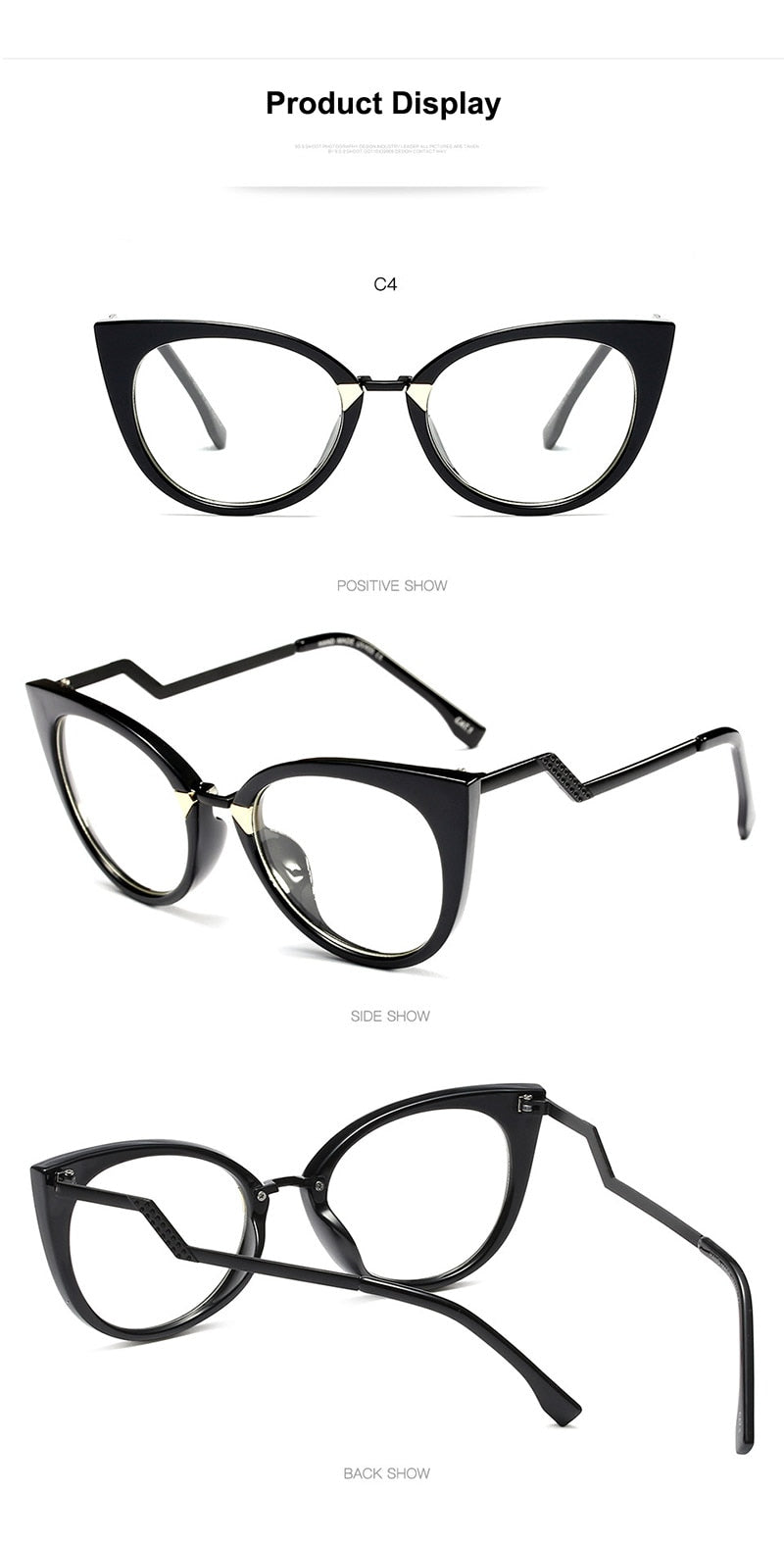 Hotony Women's Full Rim Cat Eye Acetate Frame Eyeglasses 97320 Full Rim Hotony