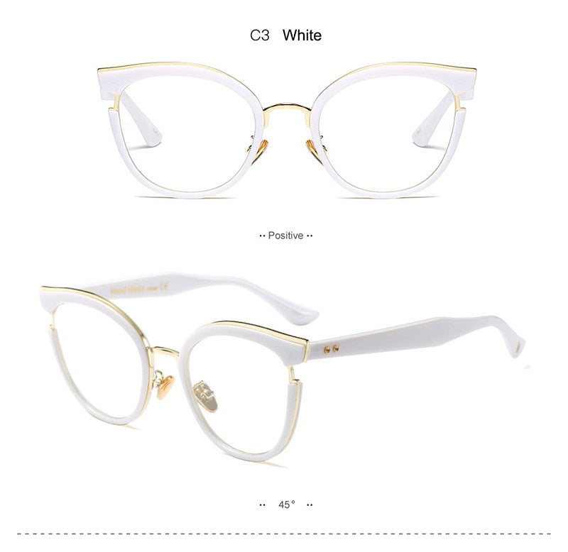 Hotony Women's Full Rim Round Cat Eye Acetate Frame Eyeglasses 97551 Full Rim Hotony
